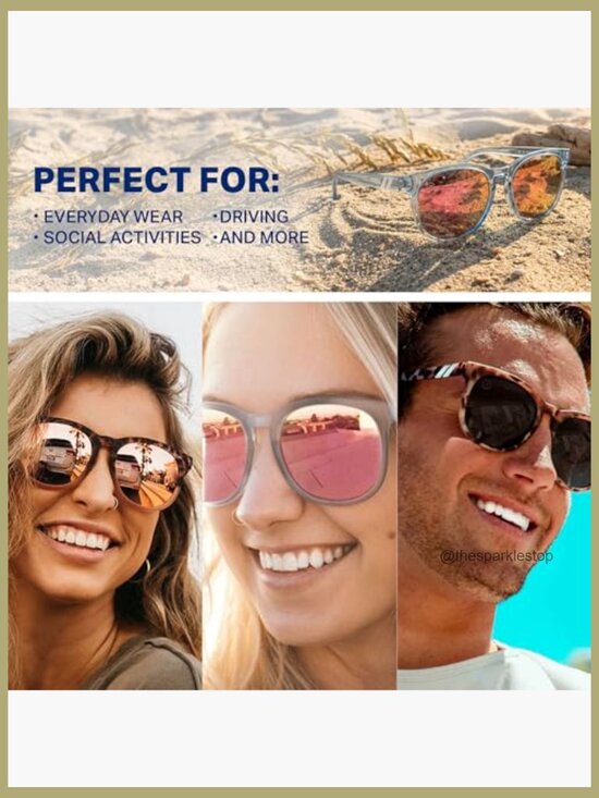 Polarized Sunglasses – Spring Loaded Hinge – 100% UV Protection – Round Cat Eye main image 6